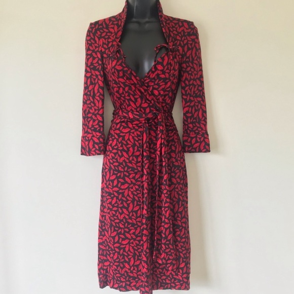 ♥️… DIANE VON FURSTENBERG DVF MIDNIGHT RED KISS GILDRED DRESS - Picture 1 of 7